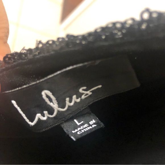 Lulu’s Black Sequin Dress BodyCon Mini Sexy Low Cut V Neck Cocktail Party dress - Picture 9 of 9